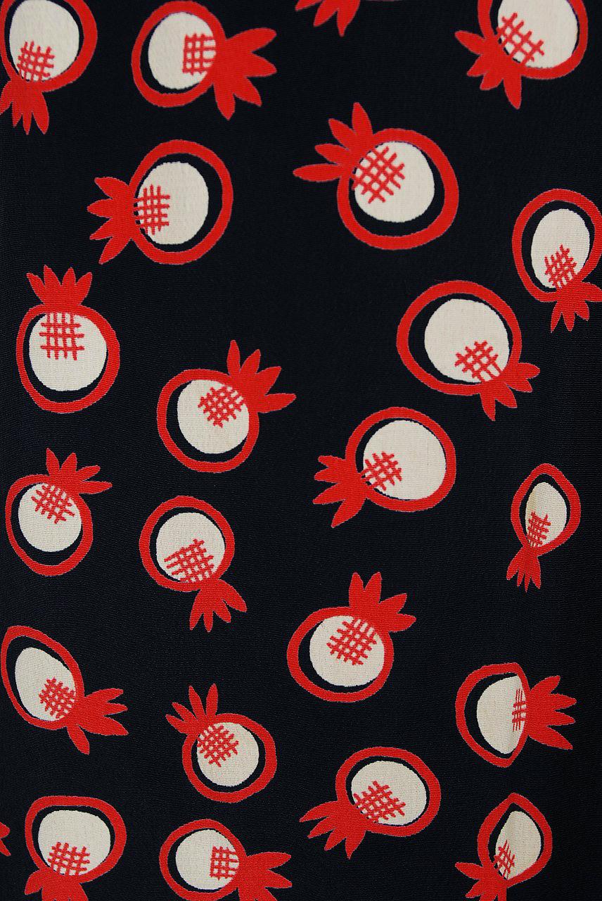 Women's Vintage 1970s Ossie Clark Novelty Pineapple Celia Birtwelll Print Silk Blouse
