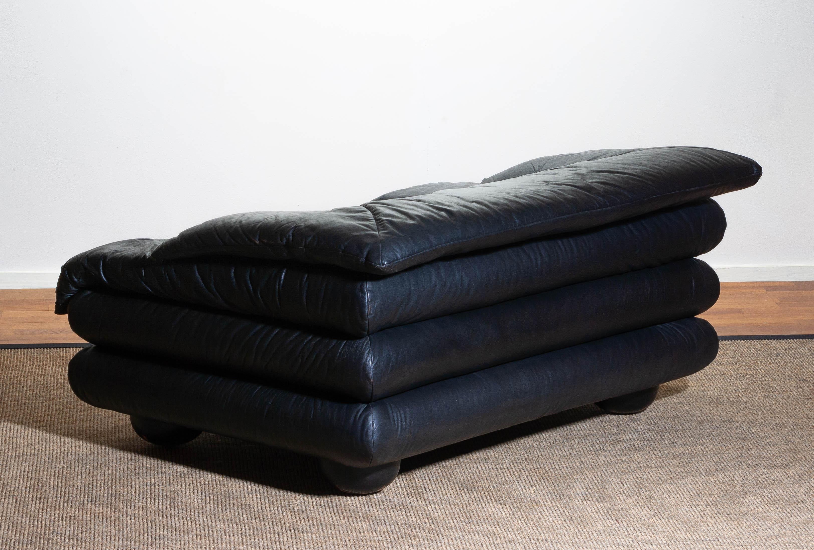 1970 Pair of Brutalist Lounge Chairs in Black Leather by Wiener Werkstatte 13