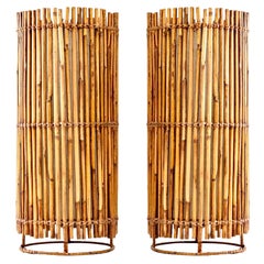 1970 Pair of Bamboo Lamps Roche Bobois