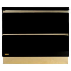 1970 Pair of bedside tables in black lacquer signed by Eric Marville