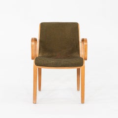 1970 Pareja de sillas de comedor Bill Stephens Serie 1300 de tela verde y abedul