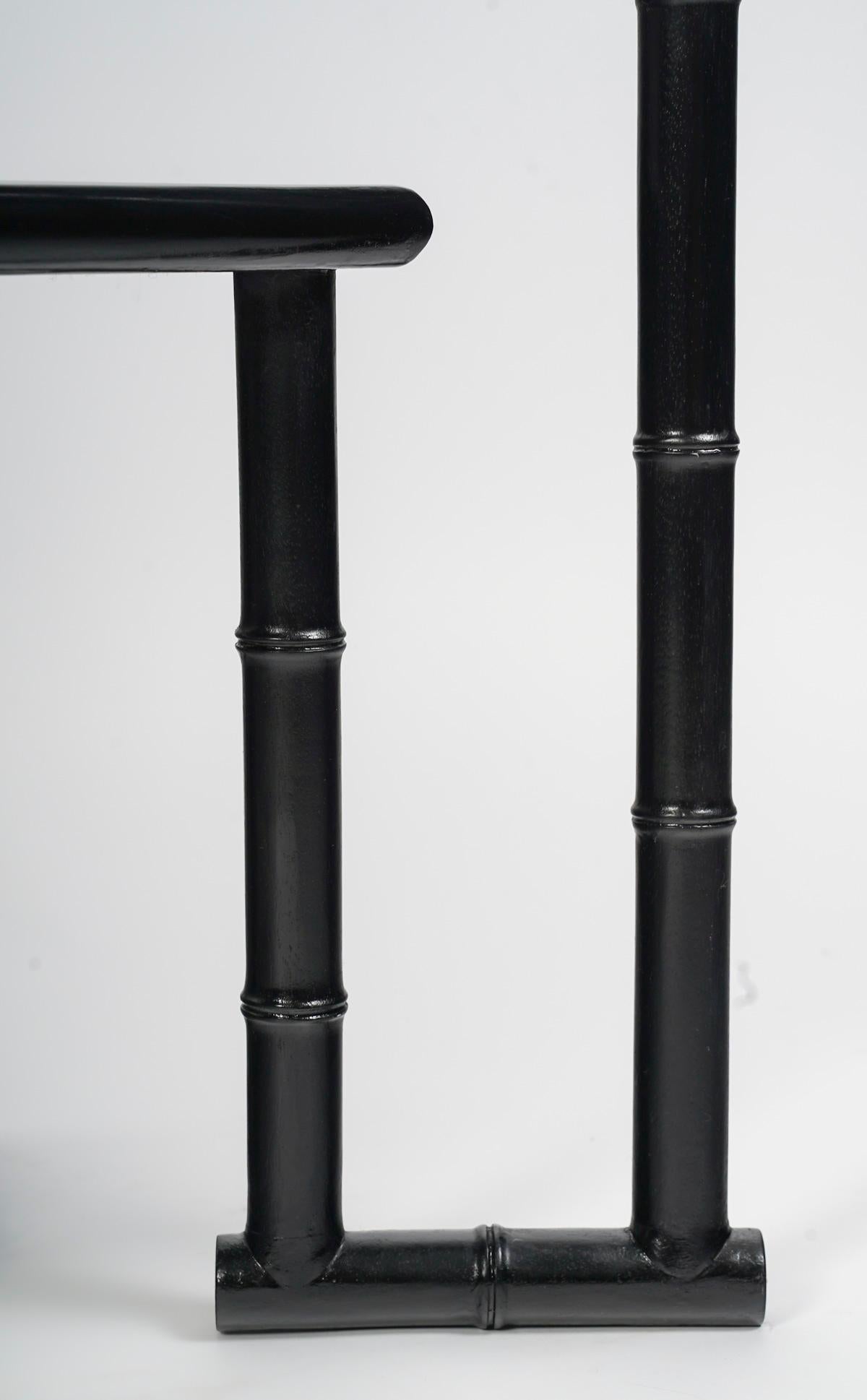 1970 Pair of black lacquer consoles by Jacques Grange In Good Condition In Saint-Ouen, FR