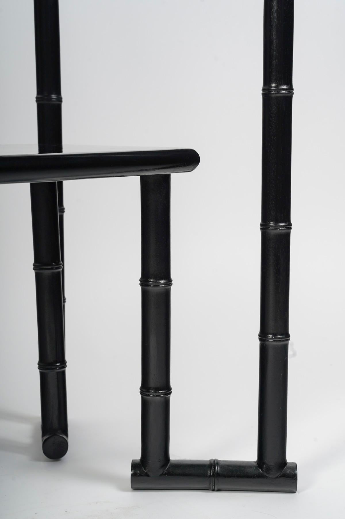 Late 20th Century 1970 Pair of black lacquer consoles by Jacques Grange