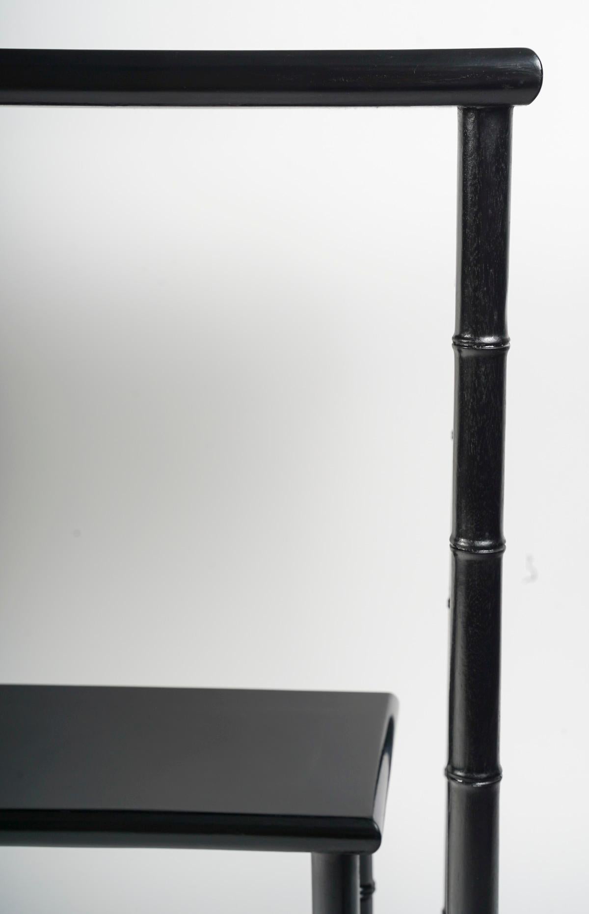 Wood 1970 Pair of black lacquer consoles by Jacques Grange