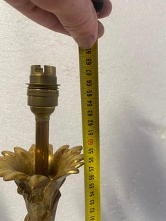 1970′ Paire de lampes en bronze Maison Bagués Decor Palmier H 68 Ø 14 cm