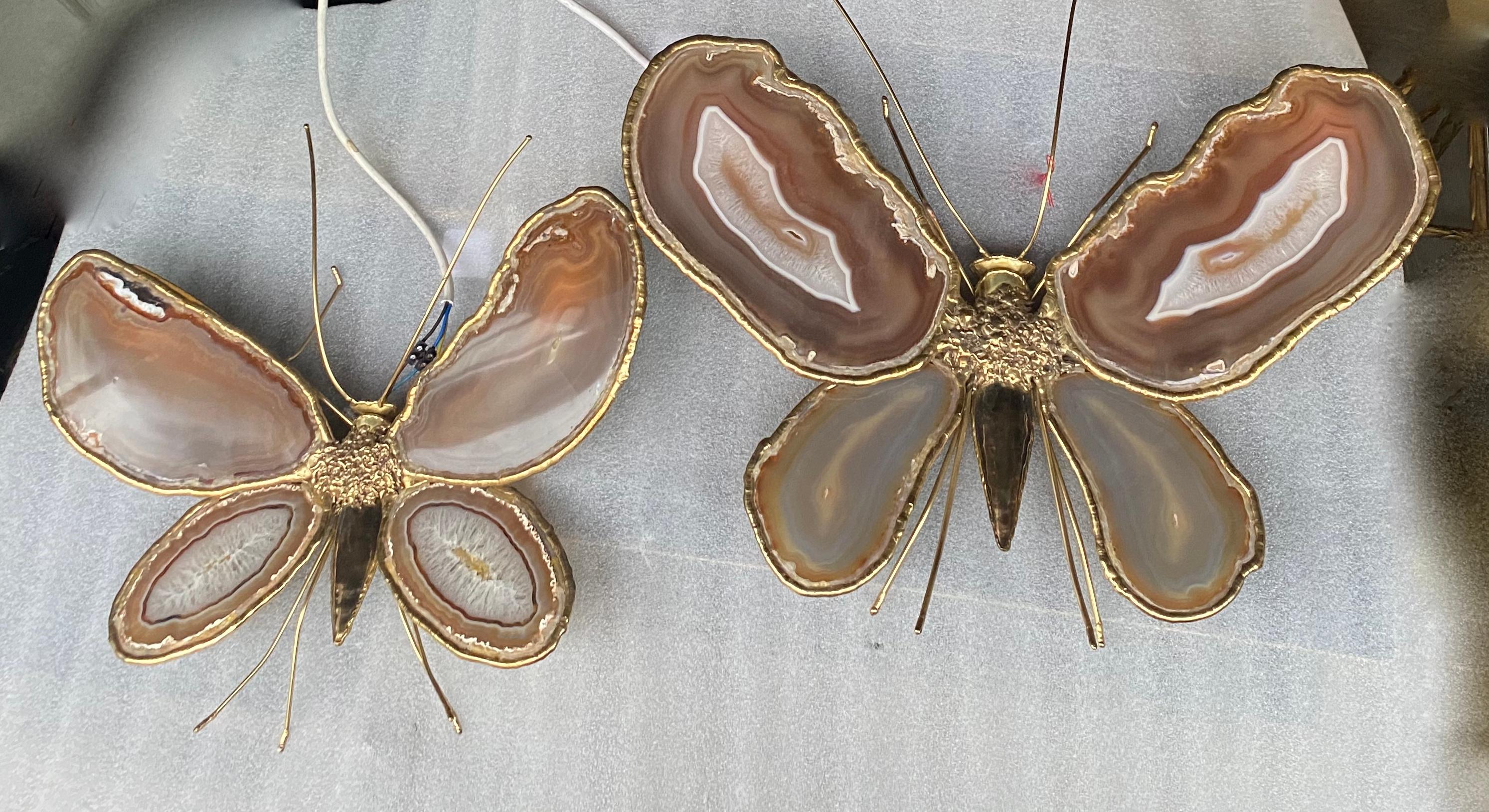 1970′ Pair of Butterfly Sconces Bronze/Brass, Duval Brasseur or Isabelle Faure 12