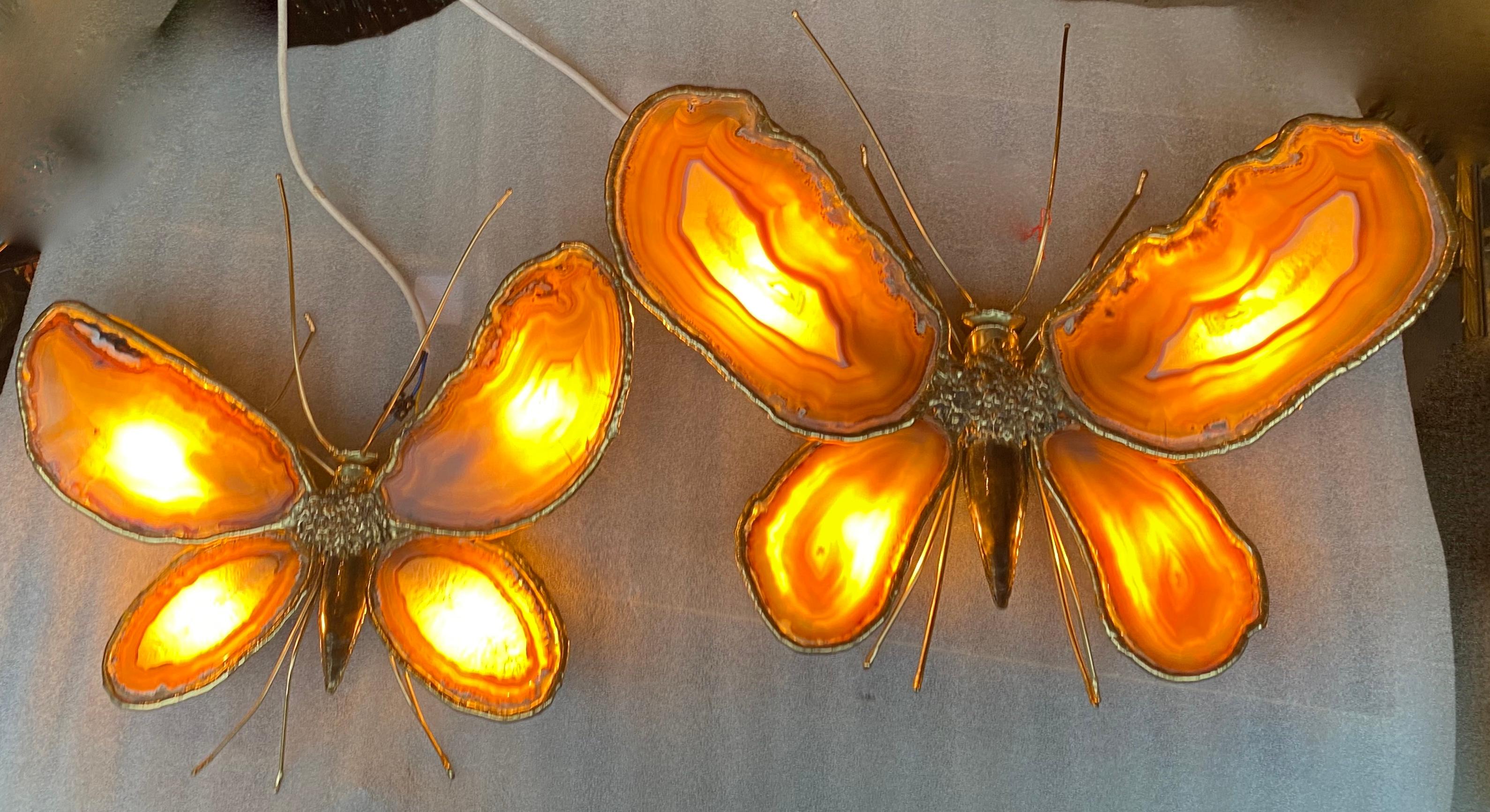 1970′ Pair of Butterfly Sconces Bronze/Brass, Duval Brasseur or Isabelle Faure 13
