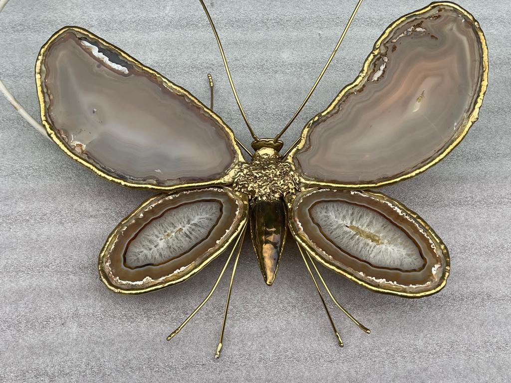 Mid-20th Century 1970′ Pair of Butterfly Sconces Bronze/Brass, Duval Brasseur or Isabelle Faure