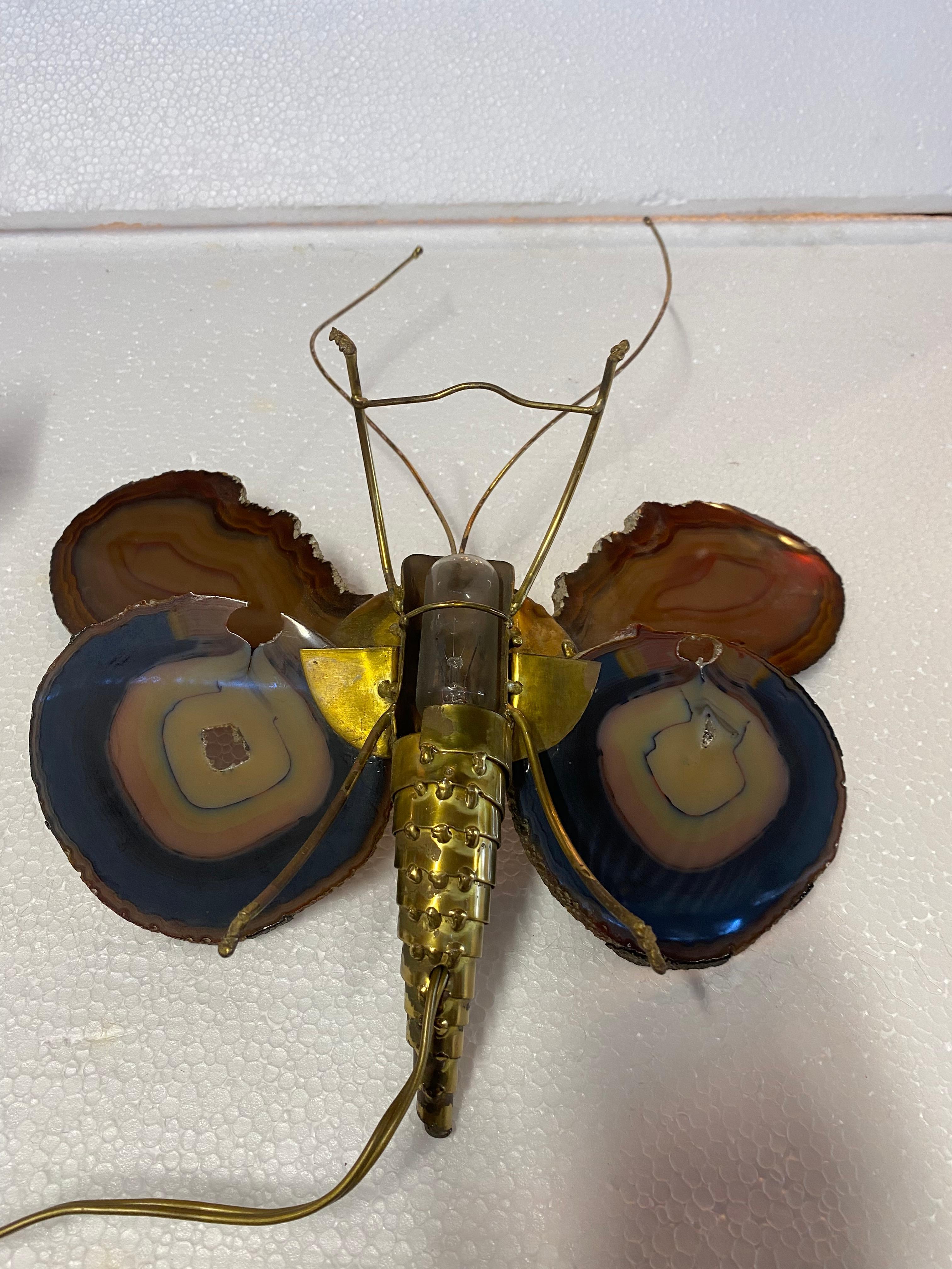 French 1970’ Pair Of Butterfly Sconces In Bronze Or Brass, Duval Brasseur Or I  Faure For Sale