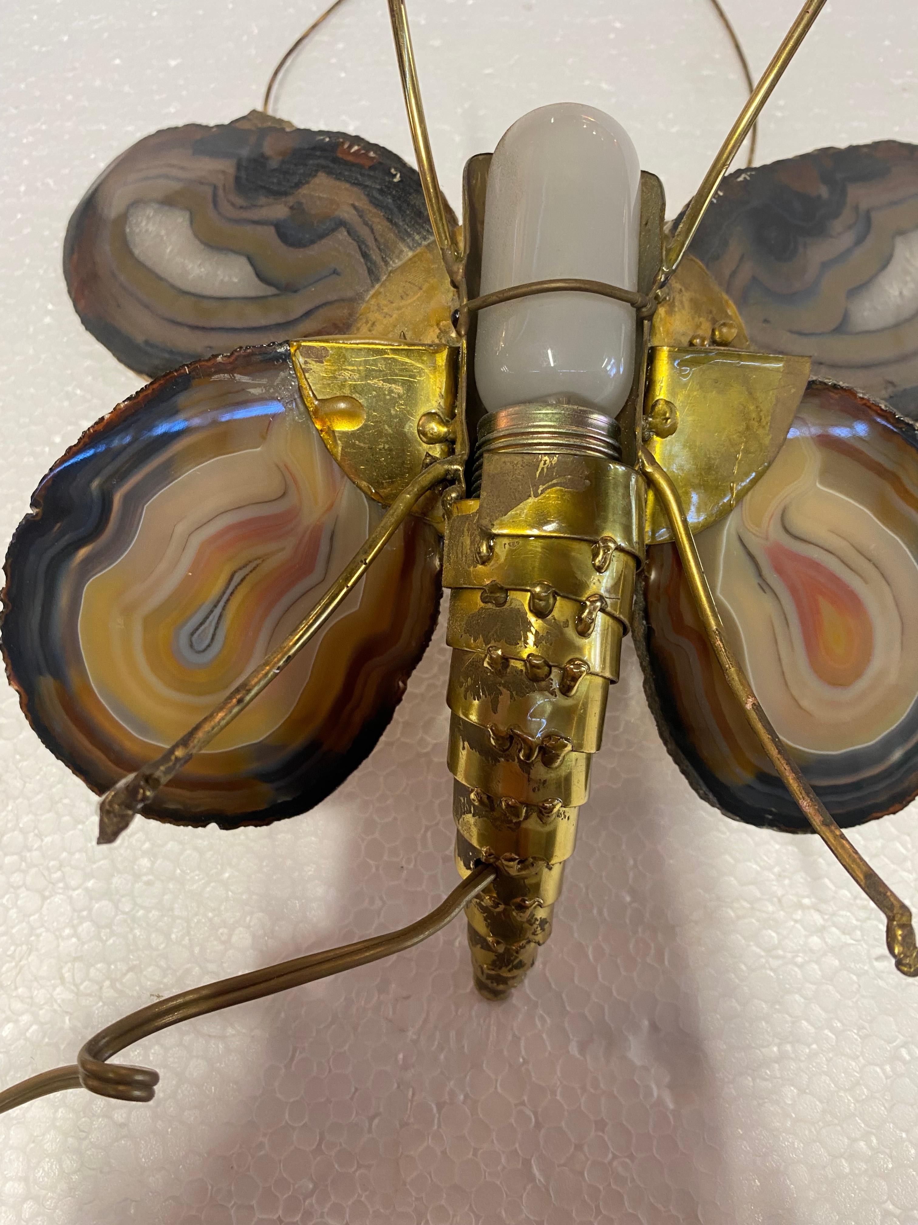 20th Century 1970’ Pair Of Butterfly Sconces In Bronze Or Brass, Duval Brasseur Or I  Faure For Sale