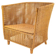 1970 Pair of Cannage Parisien Rattan Armchairs by Maison Roche