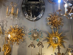 1970′ Pair of  Ceiling Lights or Wall Lamps Maison Bagués Or Banci Glass leave