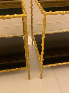 1970 ' Pair Of End Of Sofa In The Style Of Maison Jansen , Gilt Bronze 50 X 37