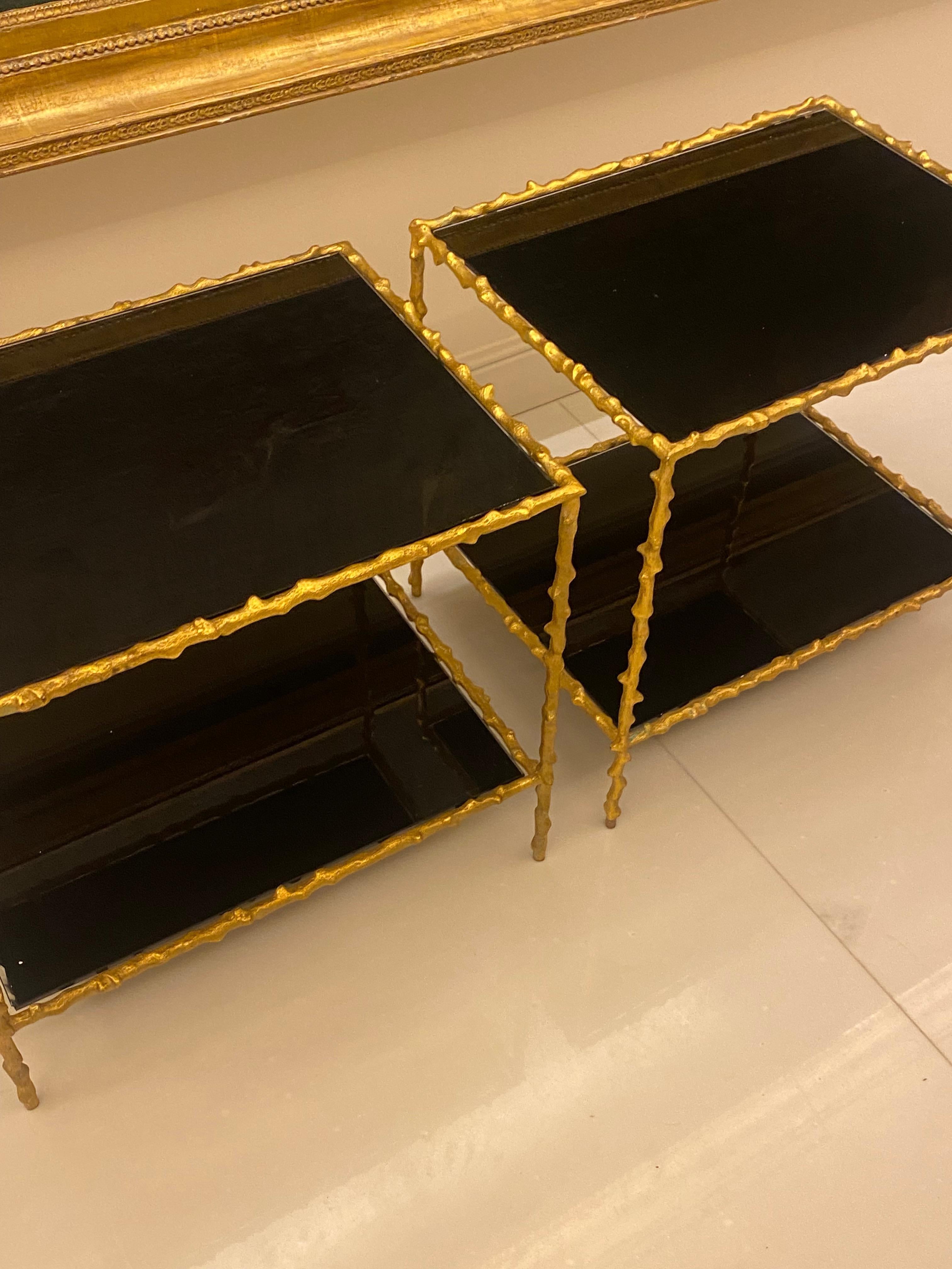 1970 ' Coppia di divani nello stile della Maison Jansen, dorati  Bronzo 50 X 37 in vendita 3
