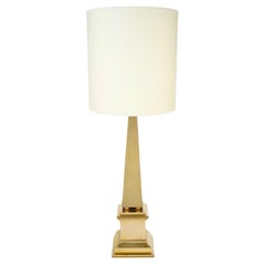 Paar vergoldete Messinglampen, Obelisk-Modell Maison Roche, 1970