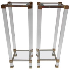1970 Pair of Hight Stool in Lucite Signed Pierre Vandel Paris