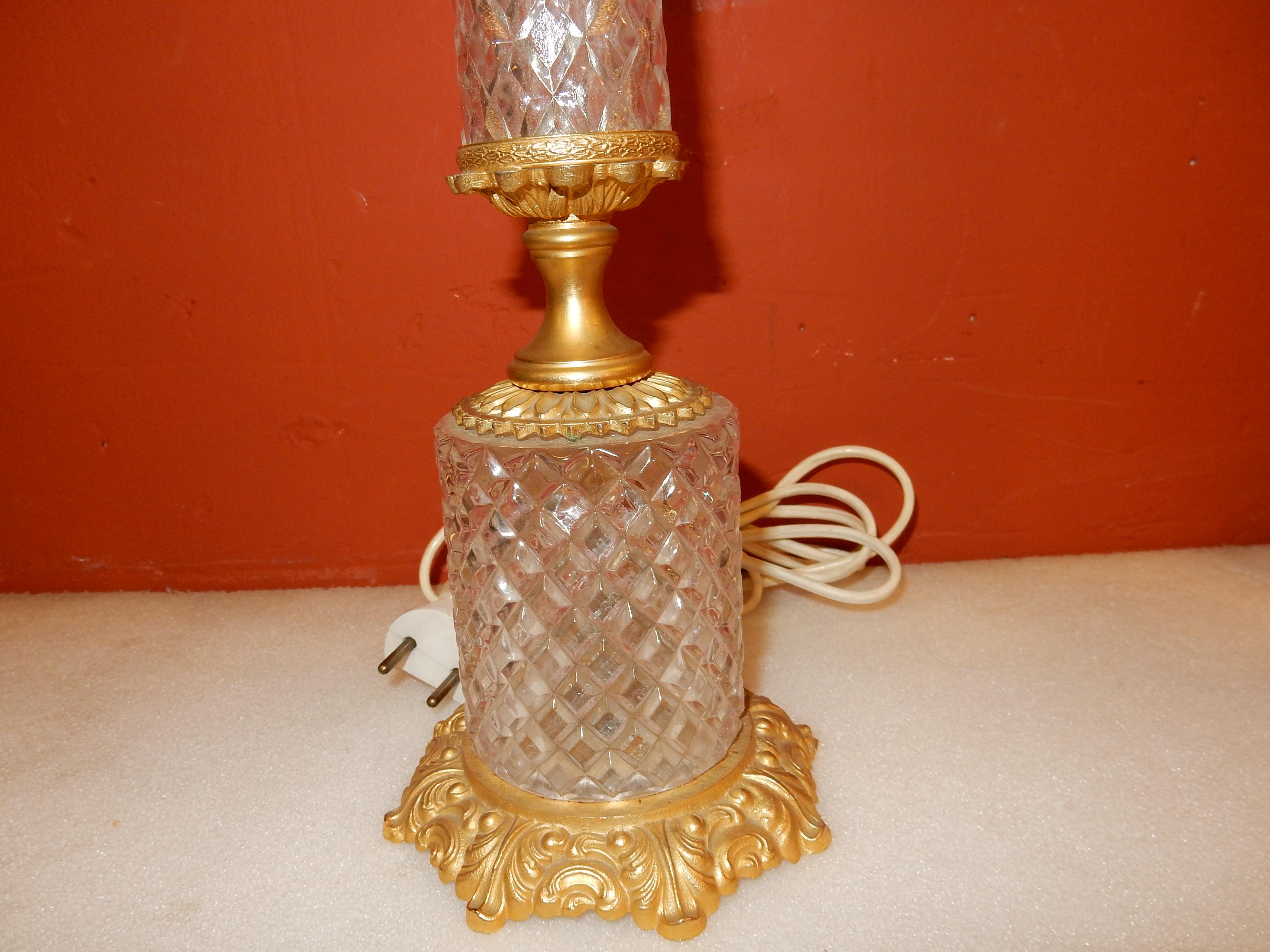 1970 Pair of Lamps in Glass or Crystal and Gilt Bronze 2