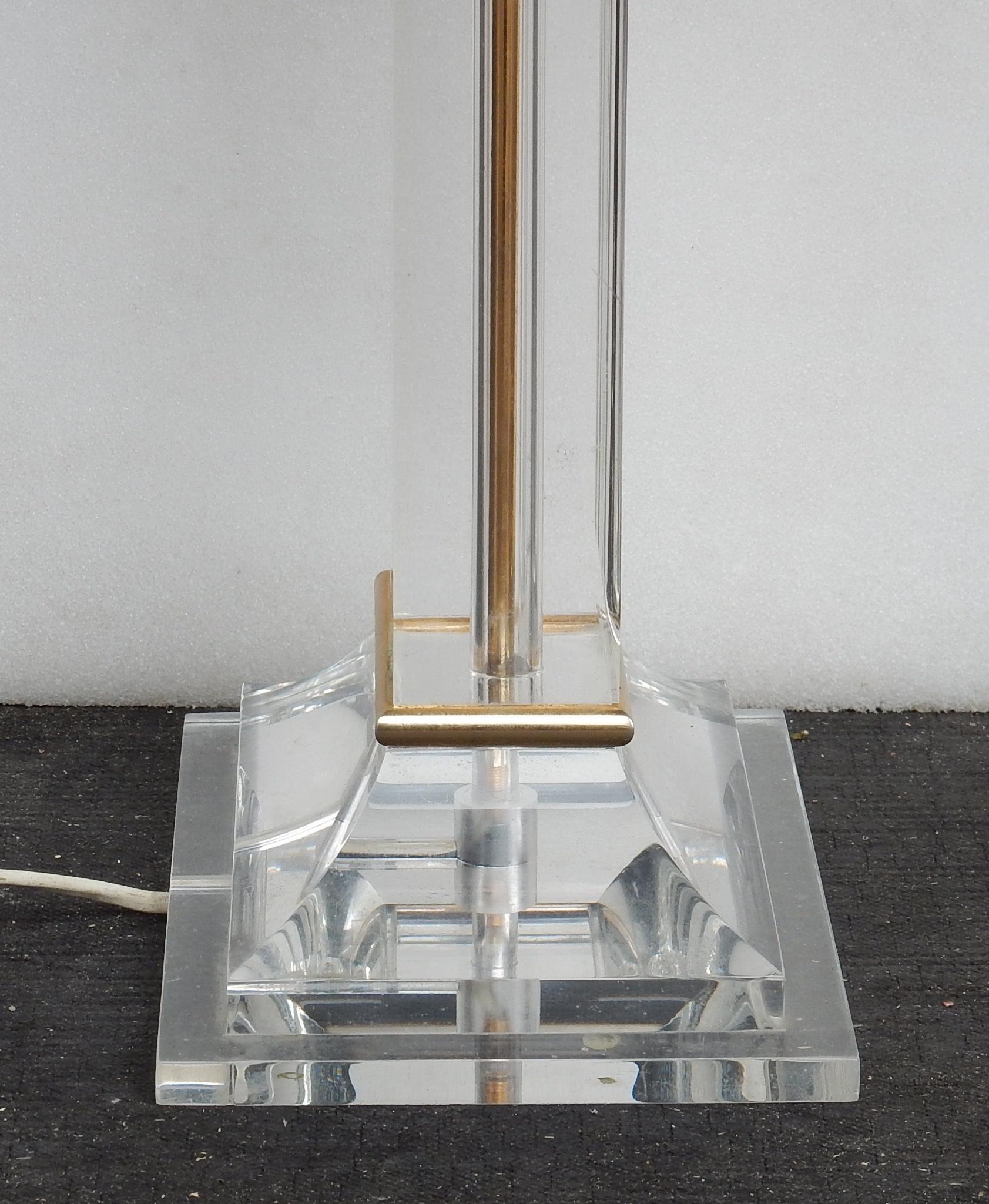 Late 20th Century 1970 Pair of Lamps in Lucite Columns Deco For Sale