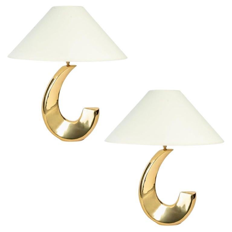 1970 Pair of lamps in solid brass Pierre Cardin For Sale