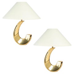 Retro 1970 Pair of lamps in solid brass Pierre Cardin