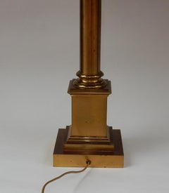 1970 Pair of Lamps with Corinthian Columns in Brass and Bronze Signed Charles