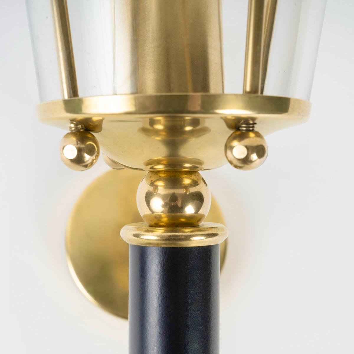 French 1970 Pair of “Lanterne” wall lights by Maison Roche For Sale