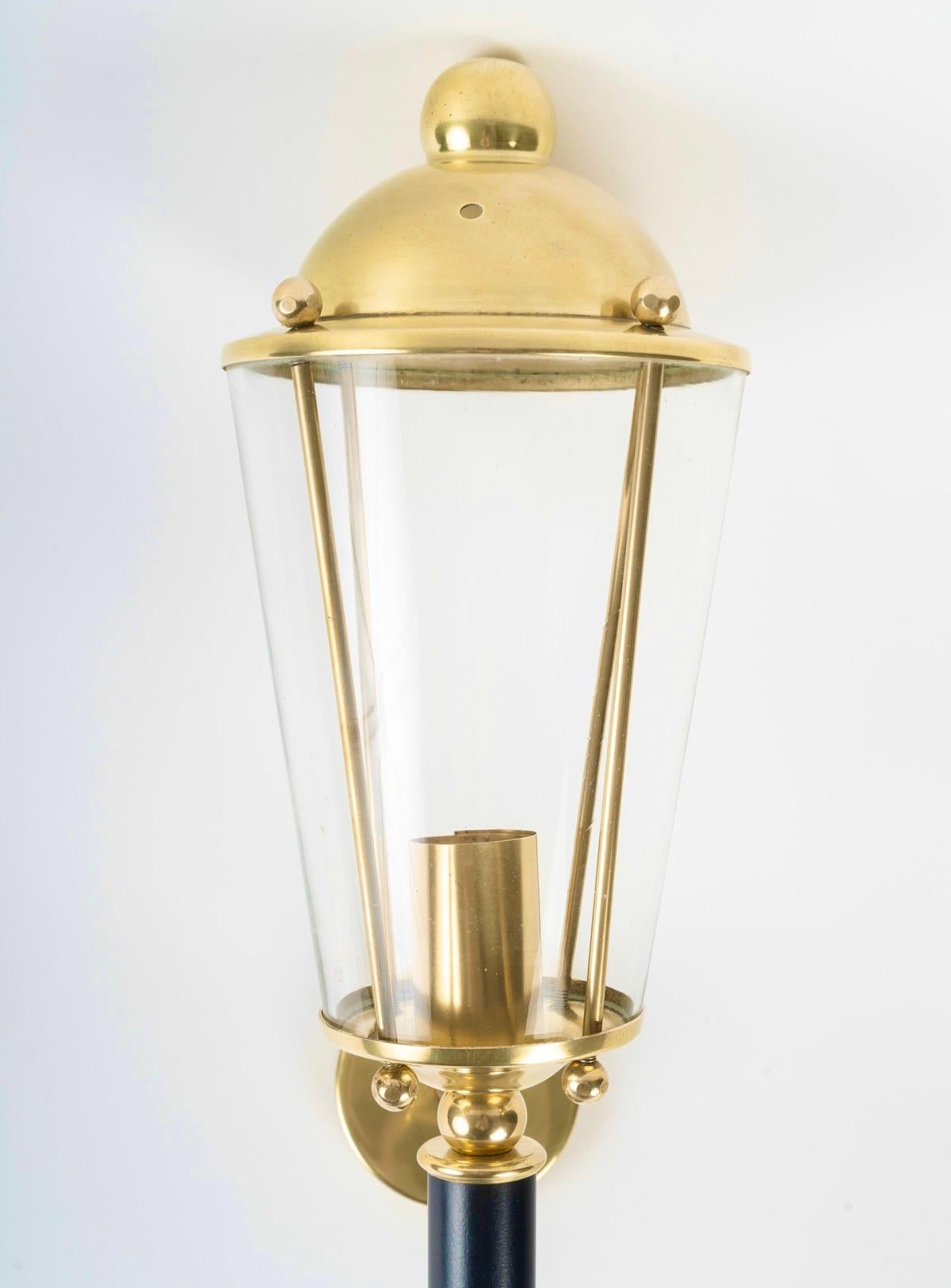 Late 20th Century 1970 Pair of “Lanterne” wall lights by Maison Roche For Sale