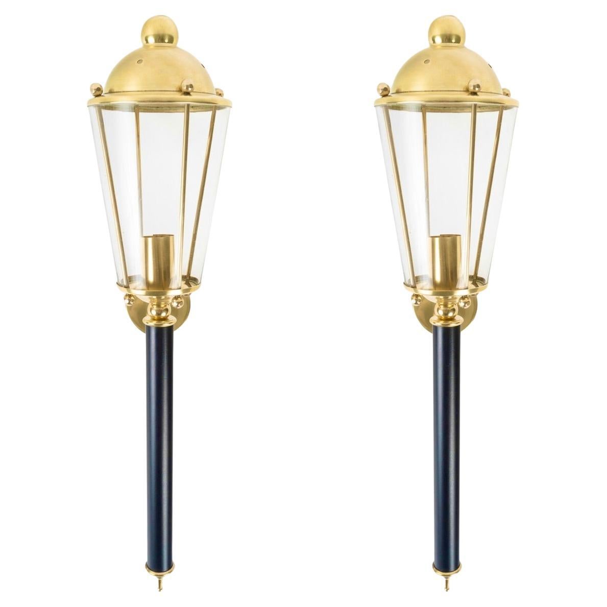 1970 Coppia di lampade da parete "Lanterne" di Maison Roche