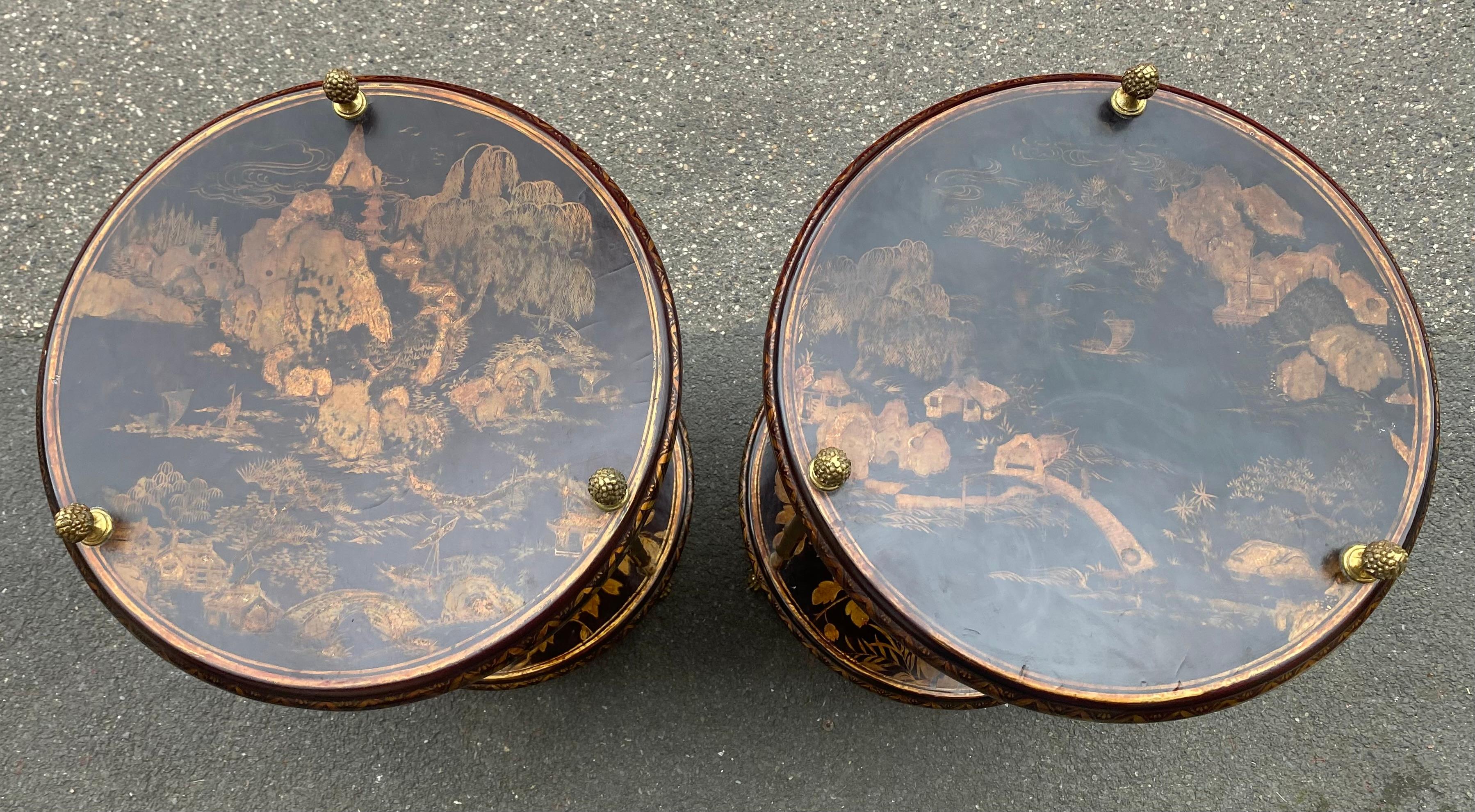 Bronzo 1970′ Coppia di tavolini con piedistallo Maison Baguès in bambù e bronzo dorato in vendita