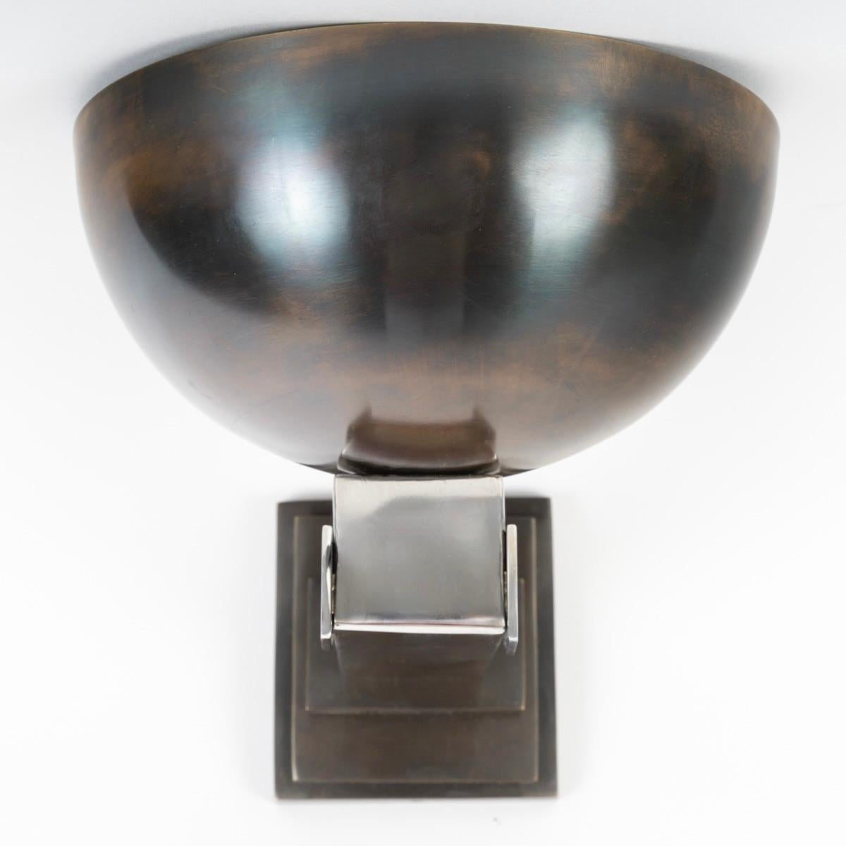 1970 Paar schalenförmige Wandleuchten von Maison Roche (Metall)