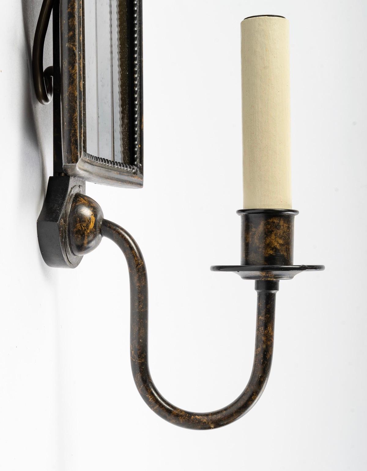 French 1980 Pair of Mirror Sconces Vaughan House