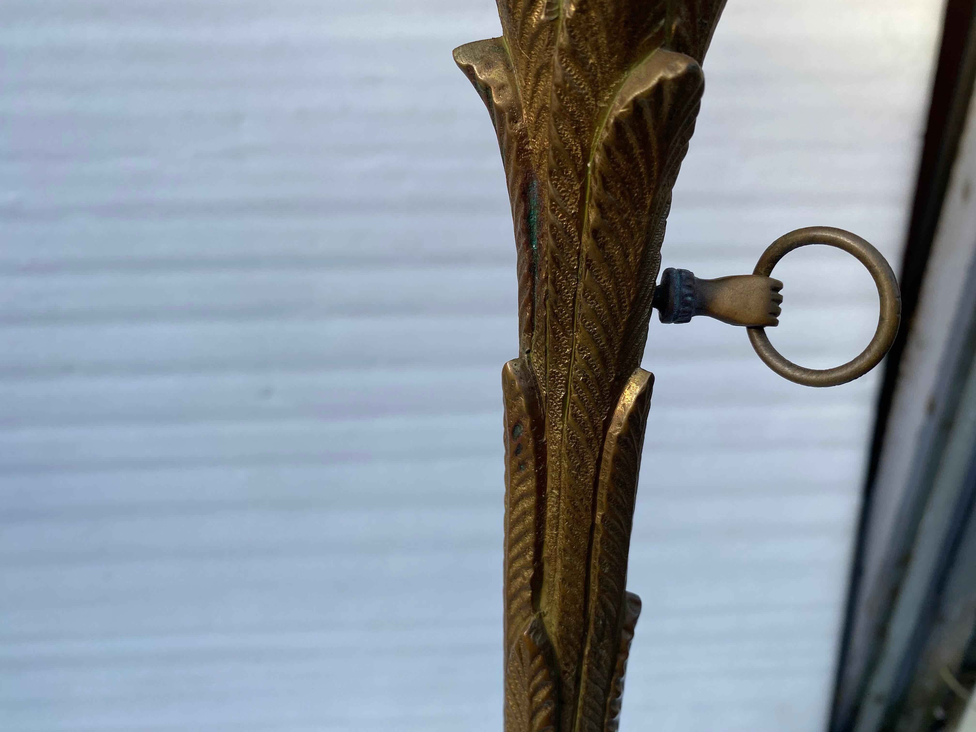 1970′ Pareja De Lámparas De Pie De Bronce Patinado Maison Charles Modelo Palmera en venta 1