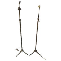 1970′ Paar Stehlampen aus patinierter Bronze Maison Charles Palm Tree Model