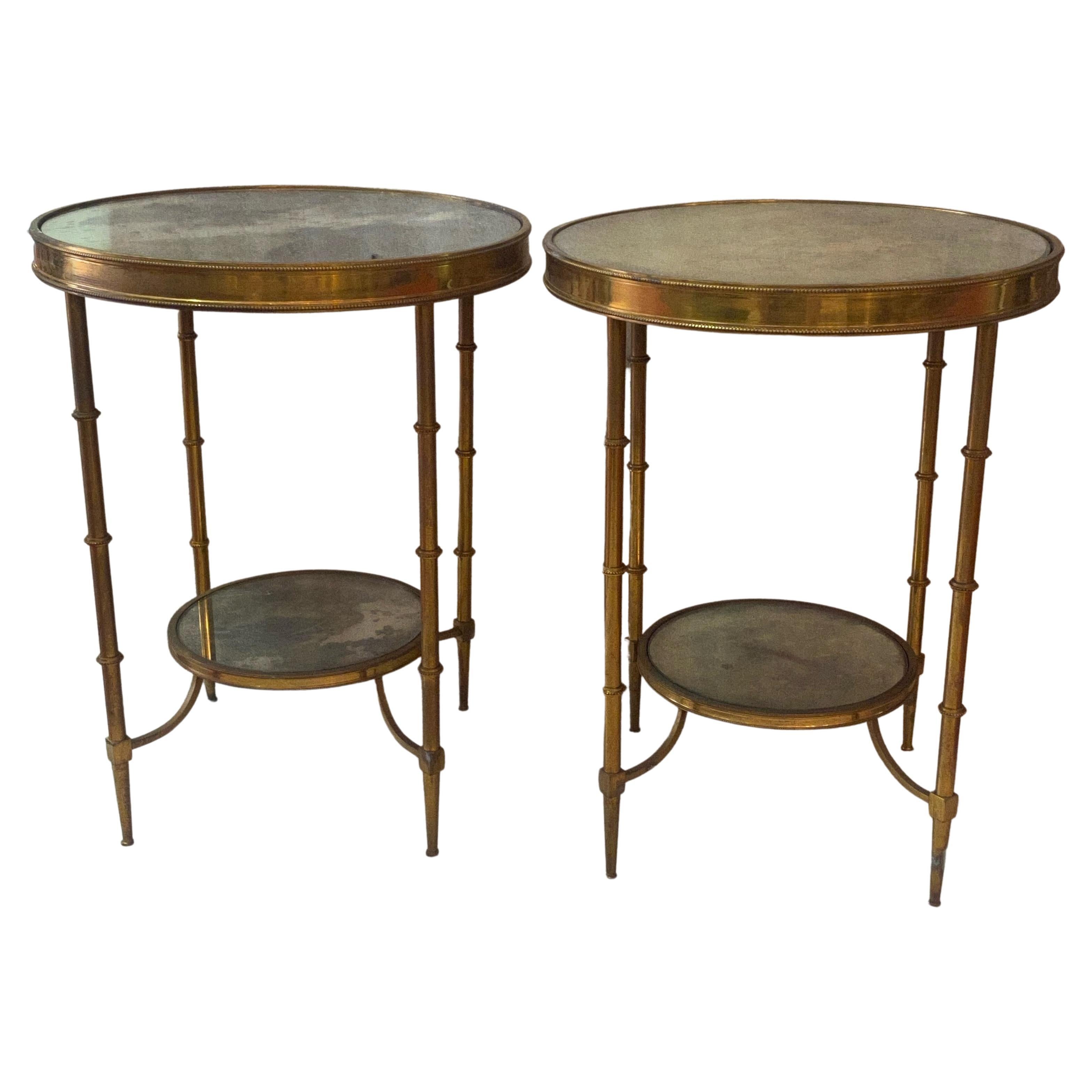 1970 ‘Pair of Pedestal Tables Style Maison Bagués in the Style Adam Weisweiler
