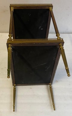 1970′ Pair of Rectangular Bronze Side Tables Maison Jansen Chinese Lacquer Trays