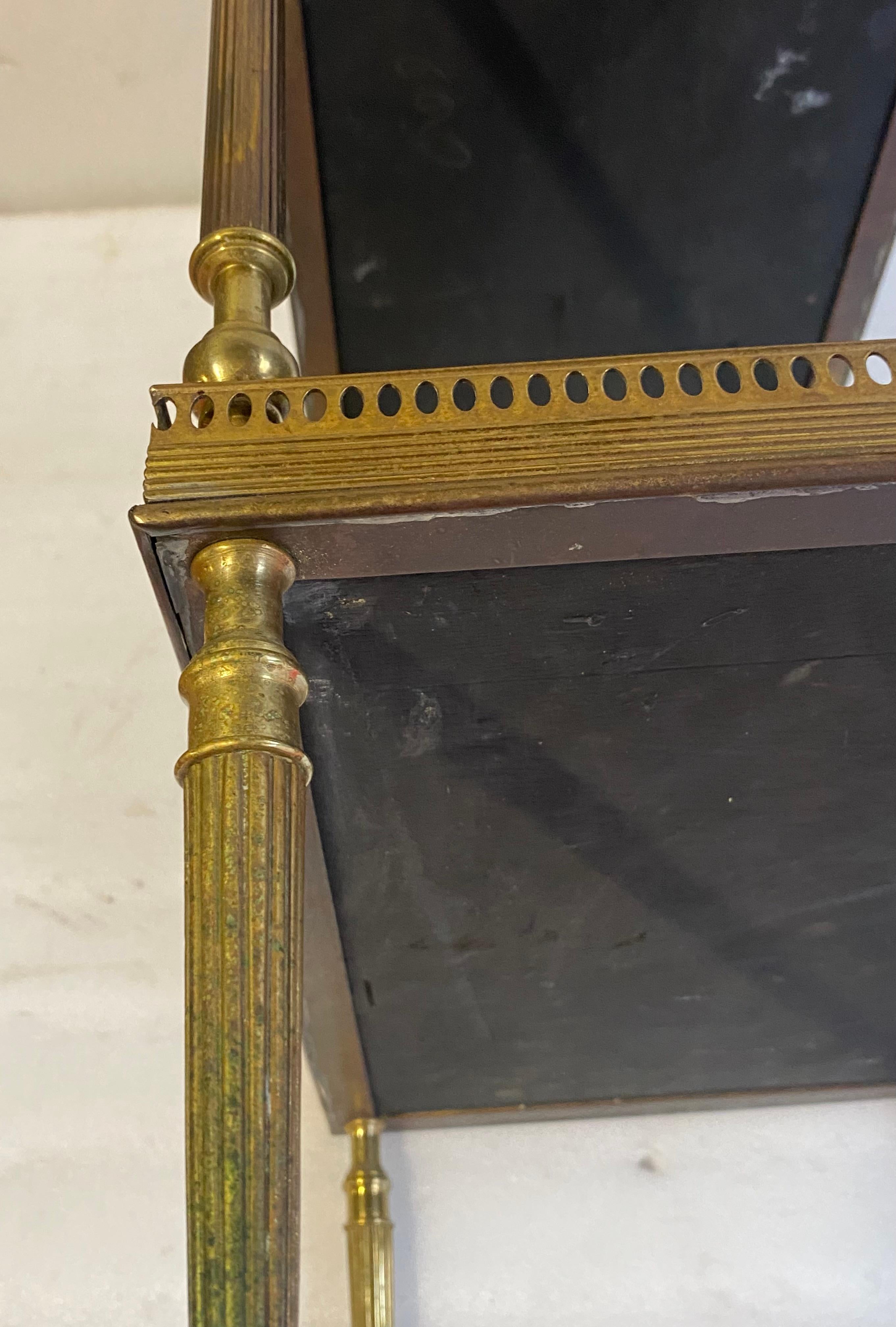 Neoclassical 1970′ Pair of Rectangular Bronze Side Tables Maison Jansen Chinese Lacquer Trays For Sale