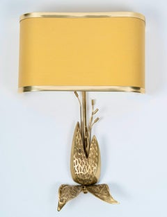 1970 Pair of sconces by Maison Charles en bronze et laiton doré.