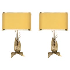 1970 Pair of sconces by Maison Charles en bronze et laiton doré.