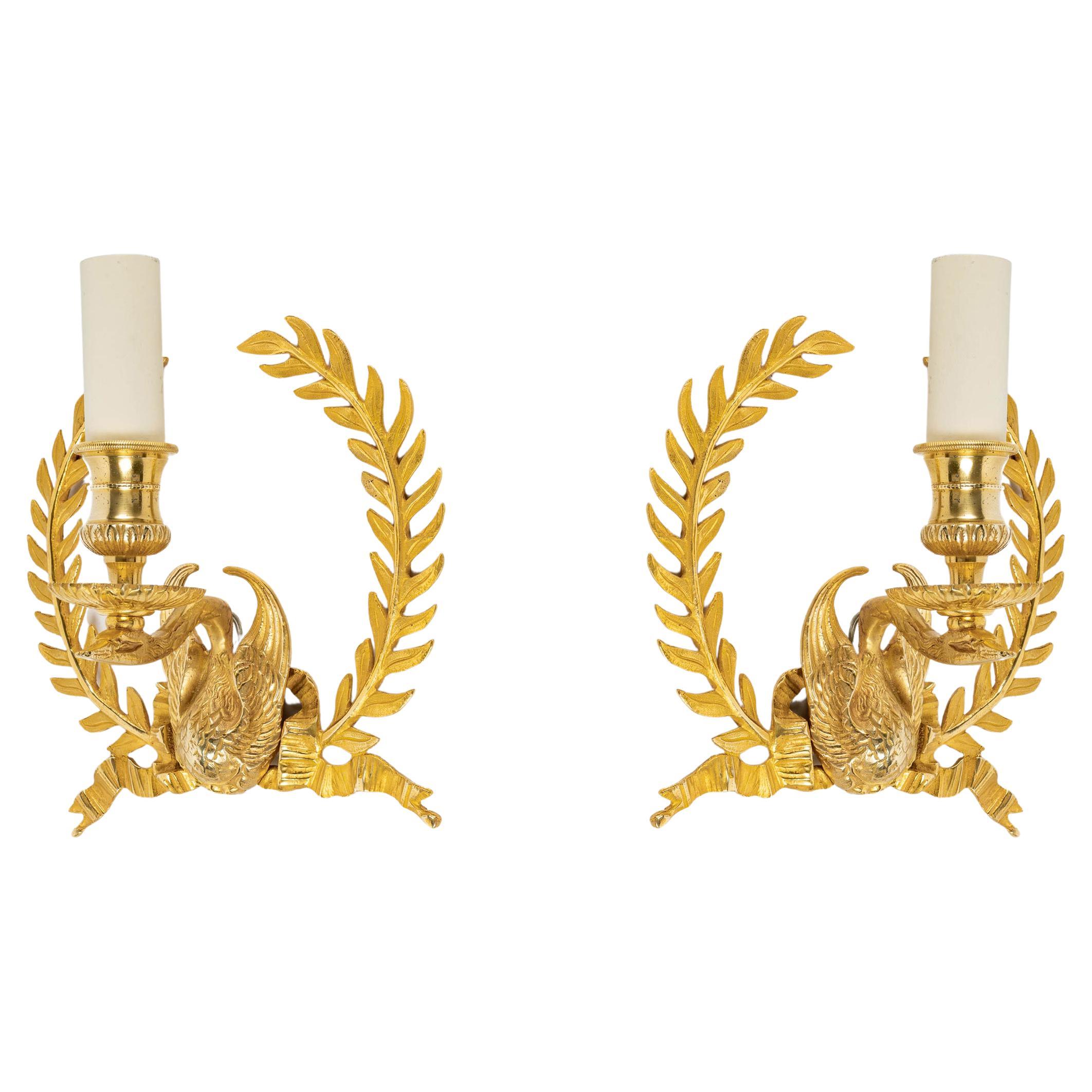 1970 Pair of Sconces Lyre Maison Roche