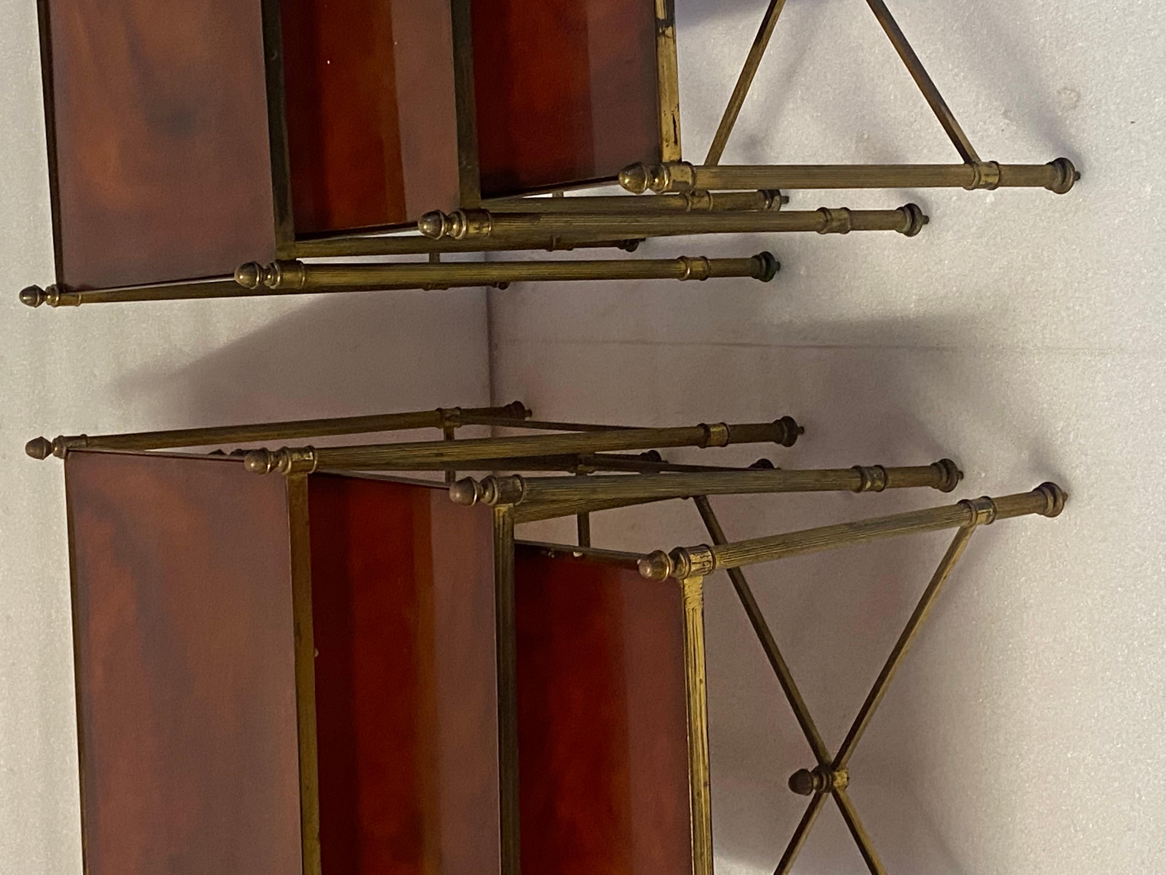 Polished 1970 ‘Pair Of Series Of 3 Nesting Tables Maison Baguès In Gilt Bronze, Bakelite