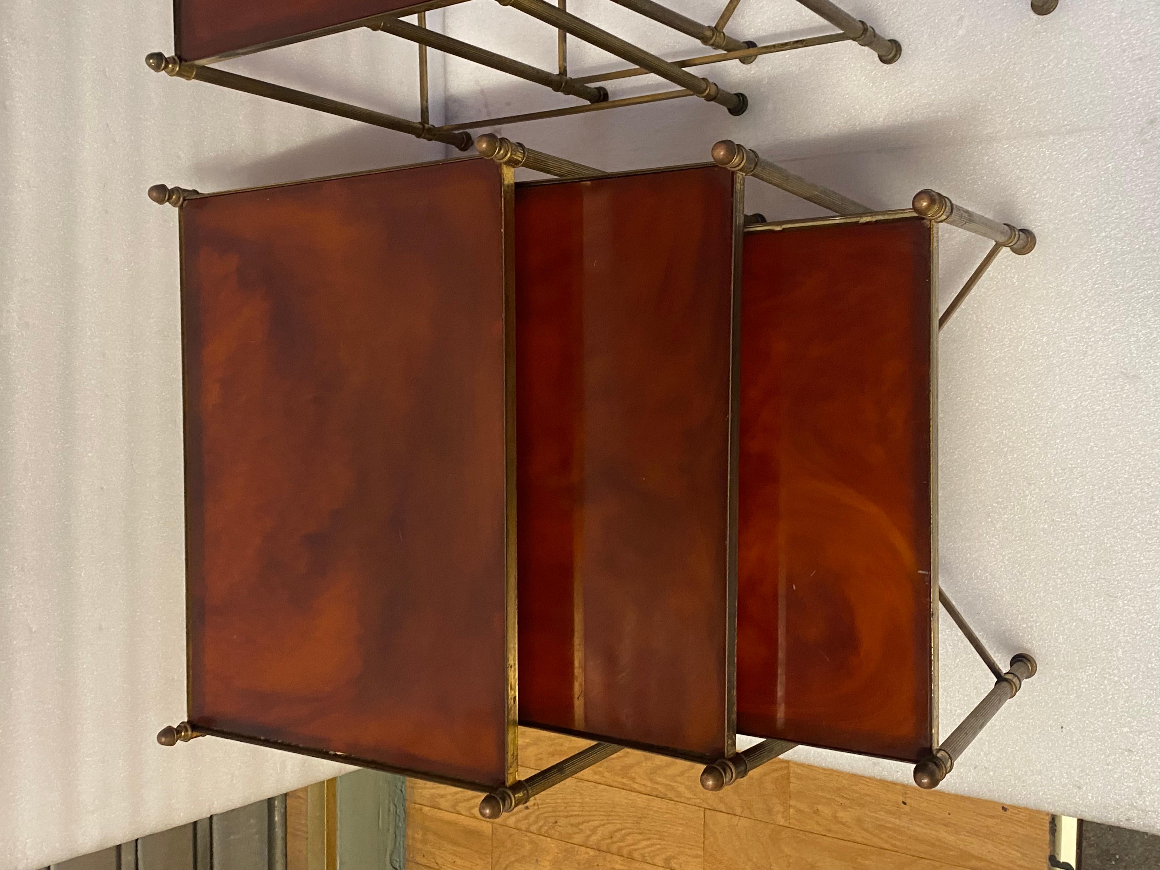 1970 ‘Pair Of Series Of 3 Nesting Tables Maison Baguès In Gilt Bronze, Bakelite In Good Condition In Paris, FR