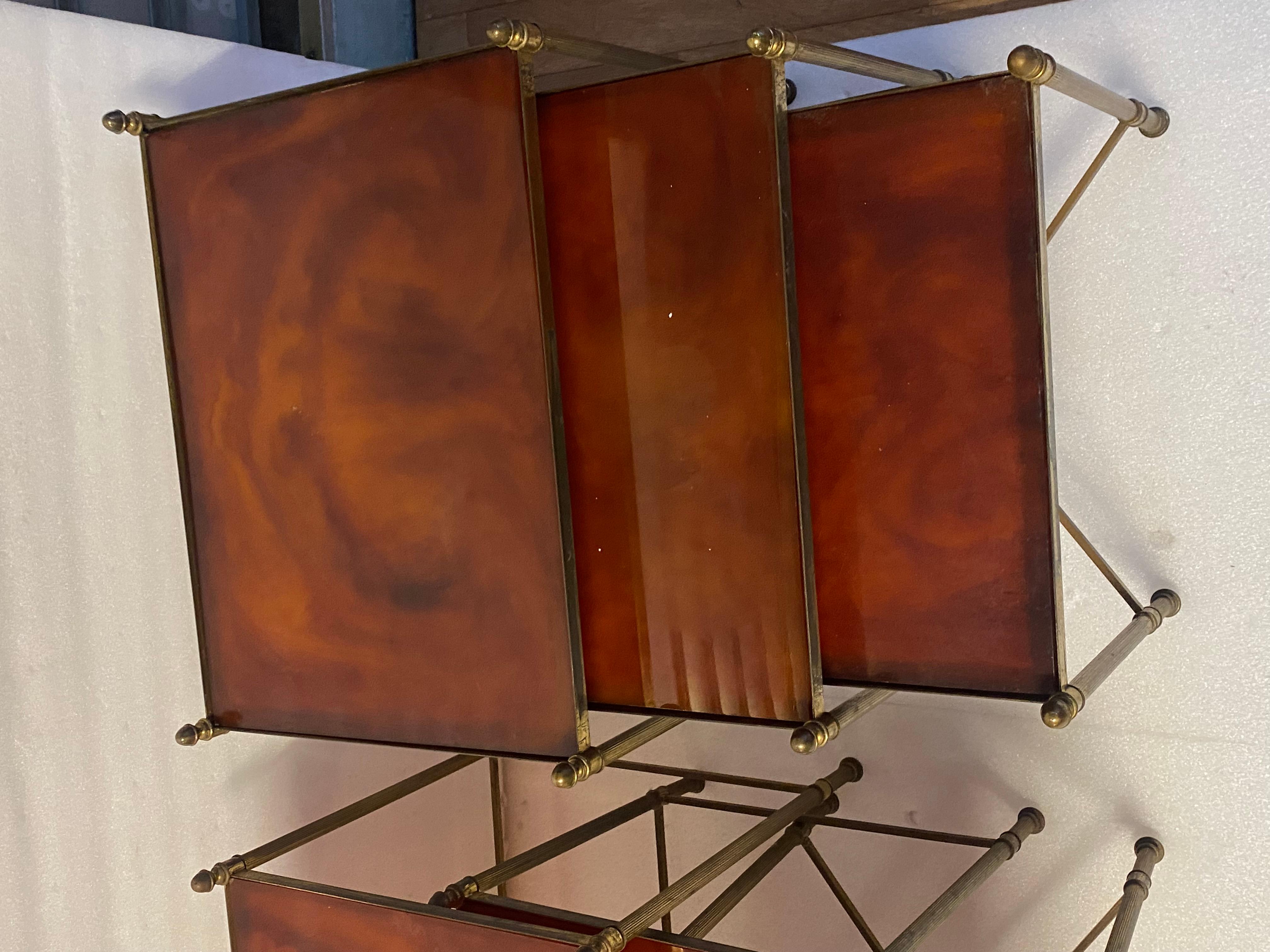 Mid-20th Century 1970 ‘Pair Of Series Of 3 Nesting Tables Maison Baguès In Gilt Bronze, Bakelite
