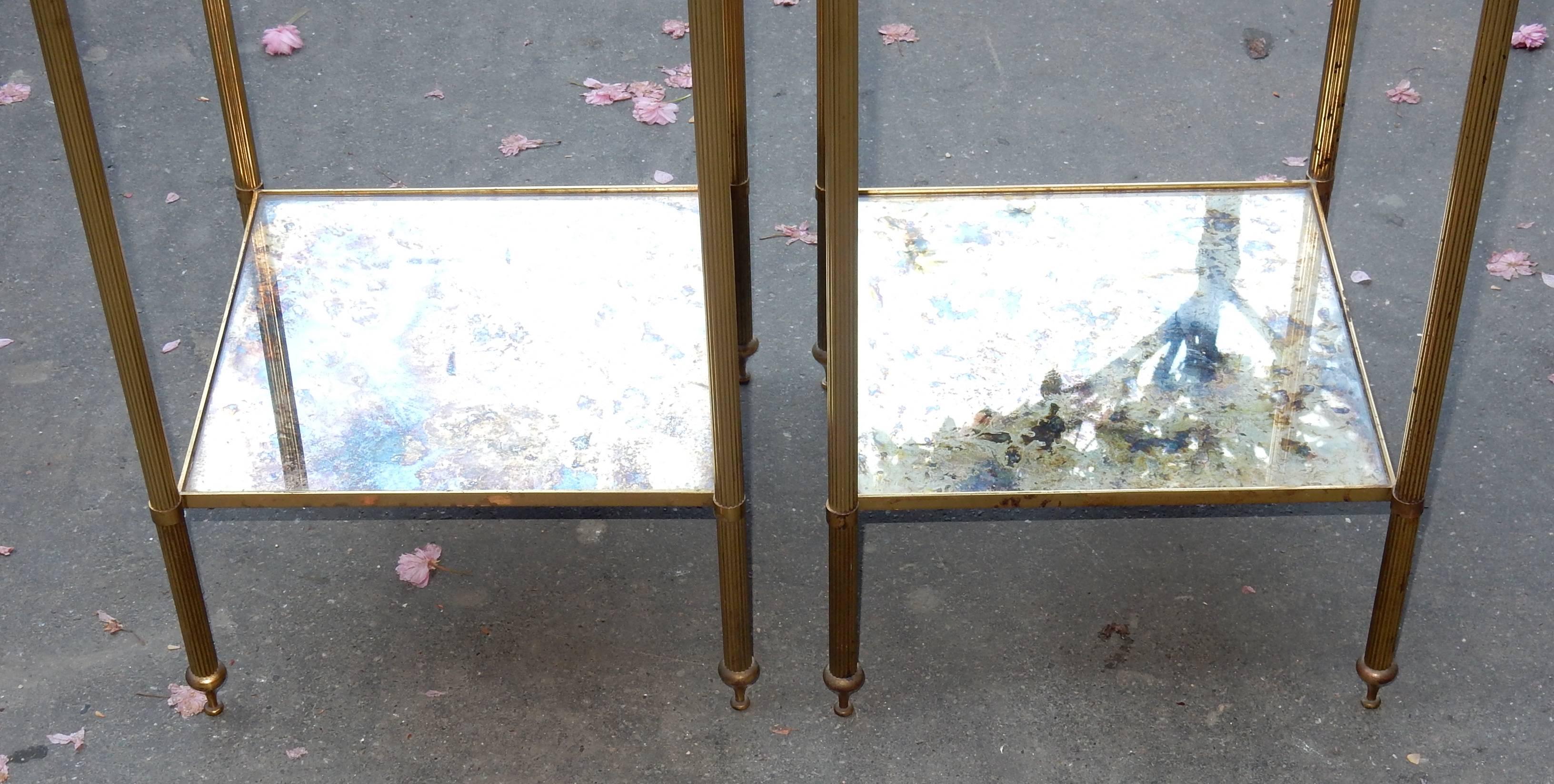 Gilt 1970 Pair of Stools in the Style of Maison Bagues