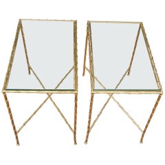 1970 Pair of Tables in Gilted Bronze in the Style of Maison Charles
