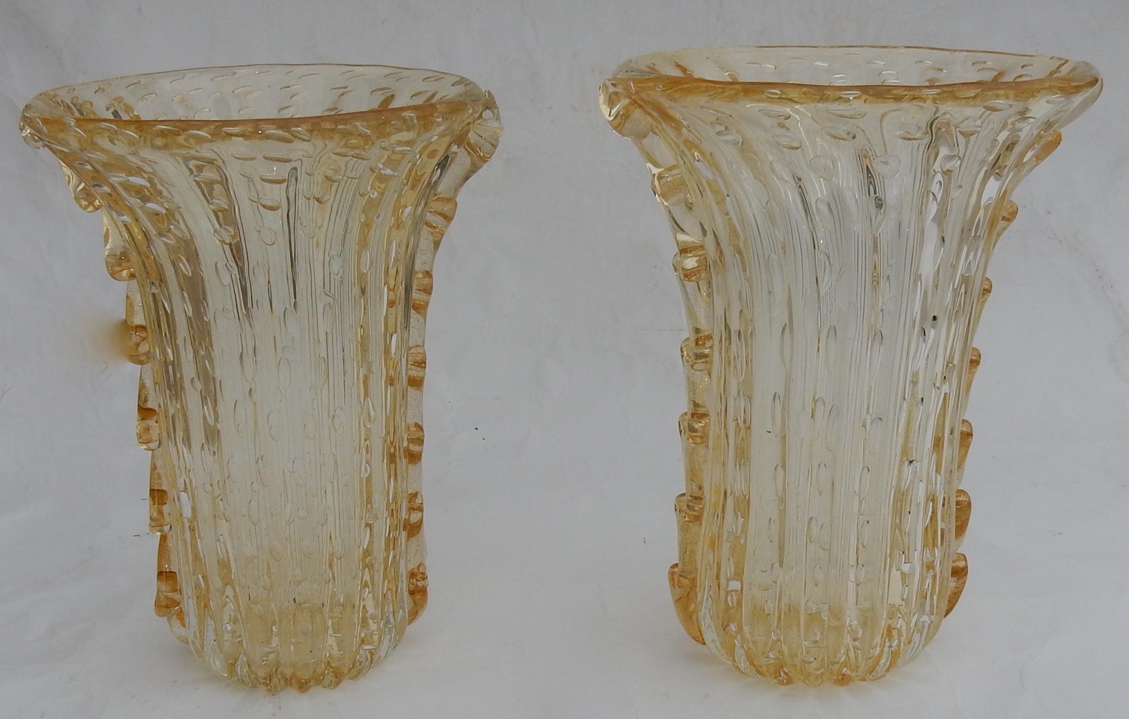 1970 ‘Pair of Vases or Similar, Murano Crystal and Gold, Signed Murano Toso 3