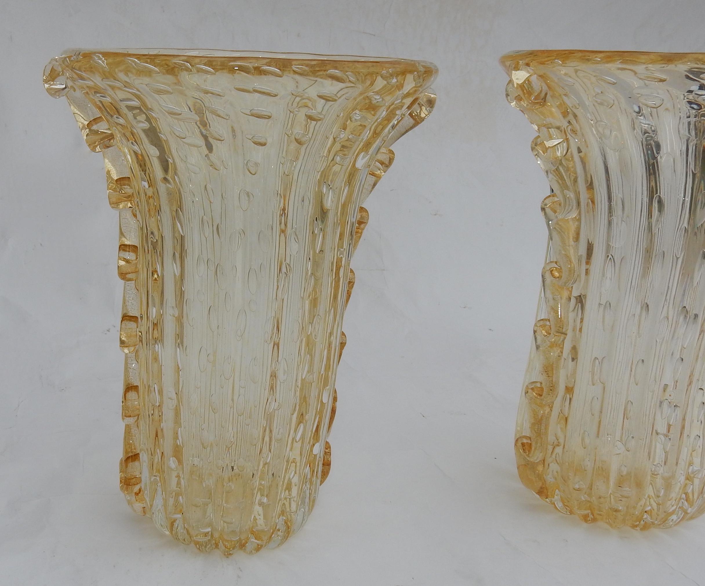 1970 ‘Pair of Vases or Similar, Murano Crystal and Gold, Signed Murano Toso 4