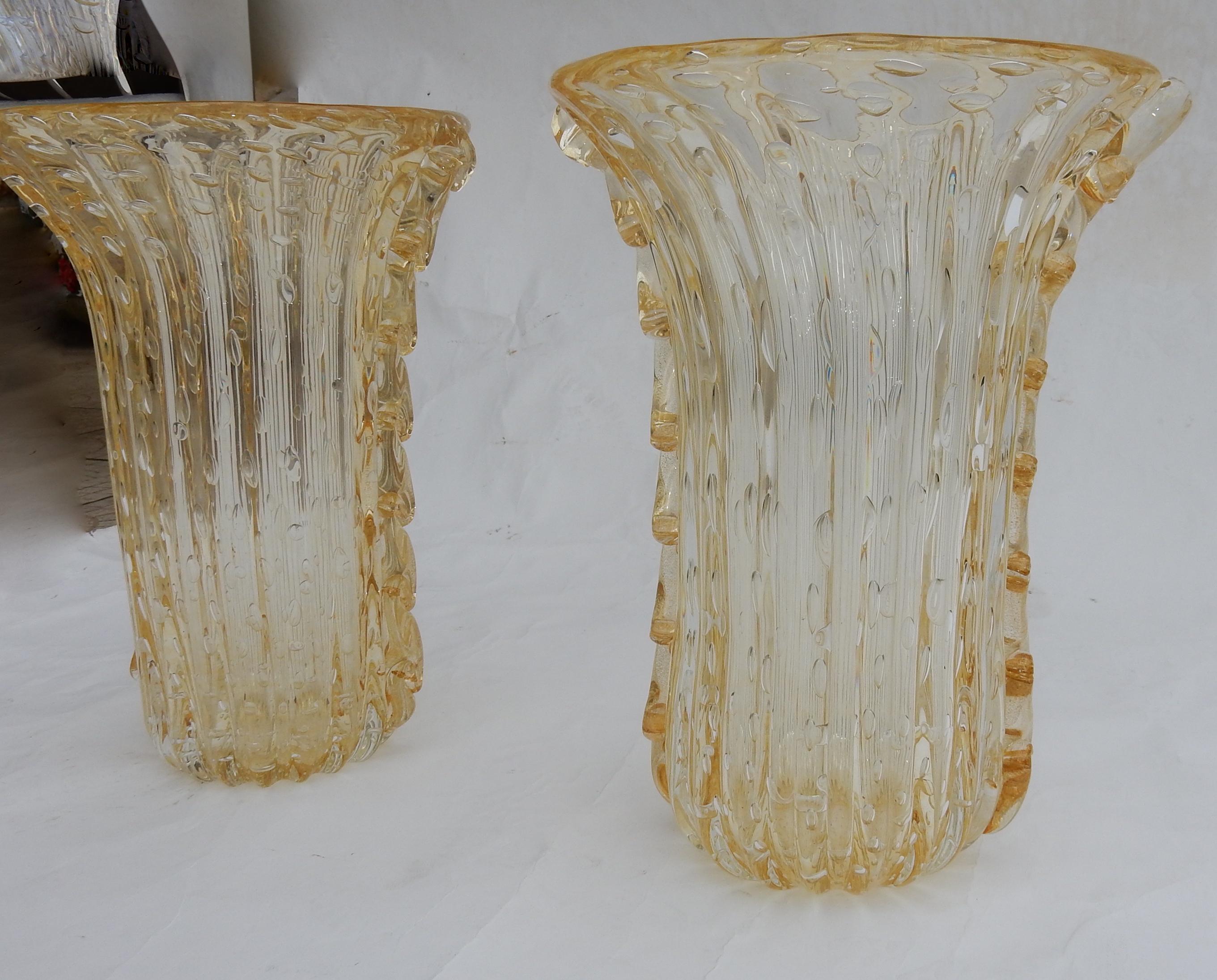 1970 ‘Pair of Vases or Similar, Murano Crystal and Gold, Signed Murano Toso 5