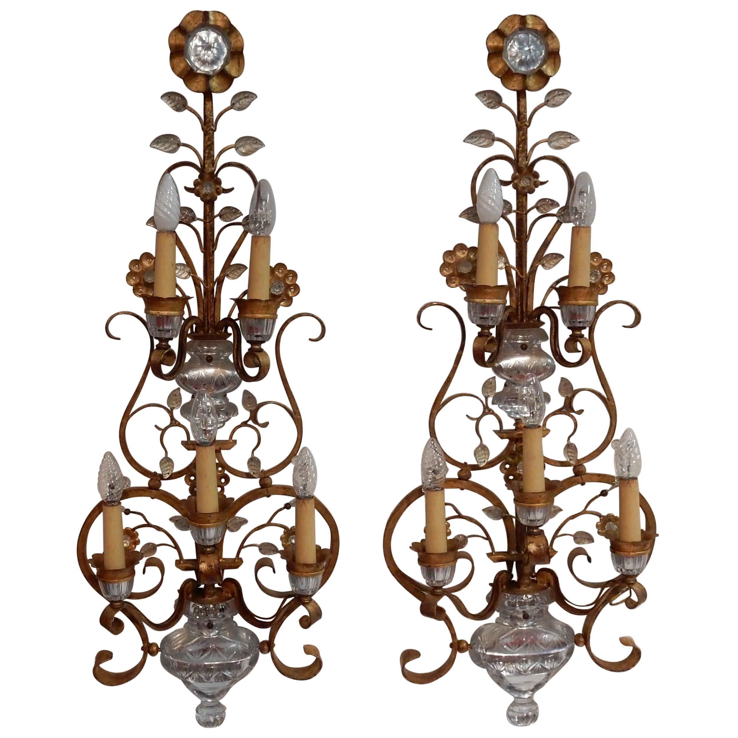 1970′ Pair of Wall Lamp in the Style of Maison Bagués or Banci