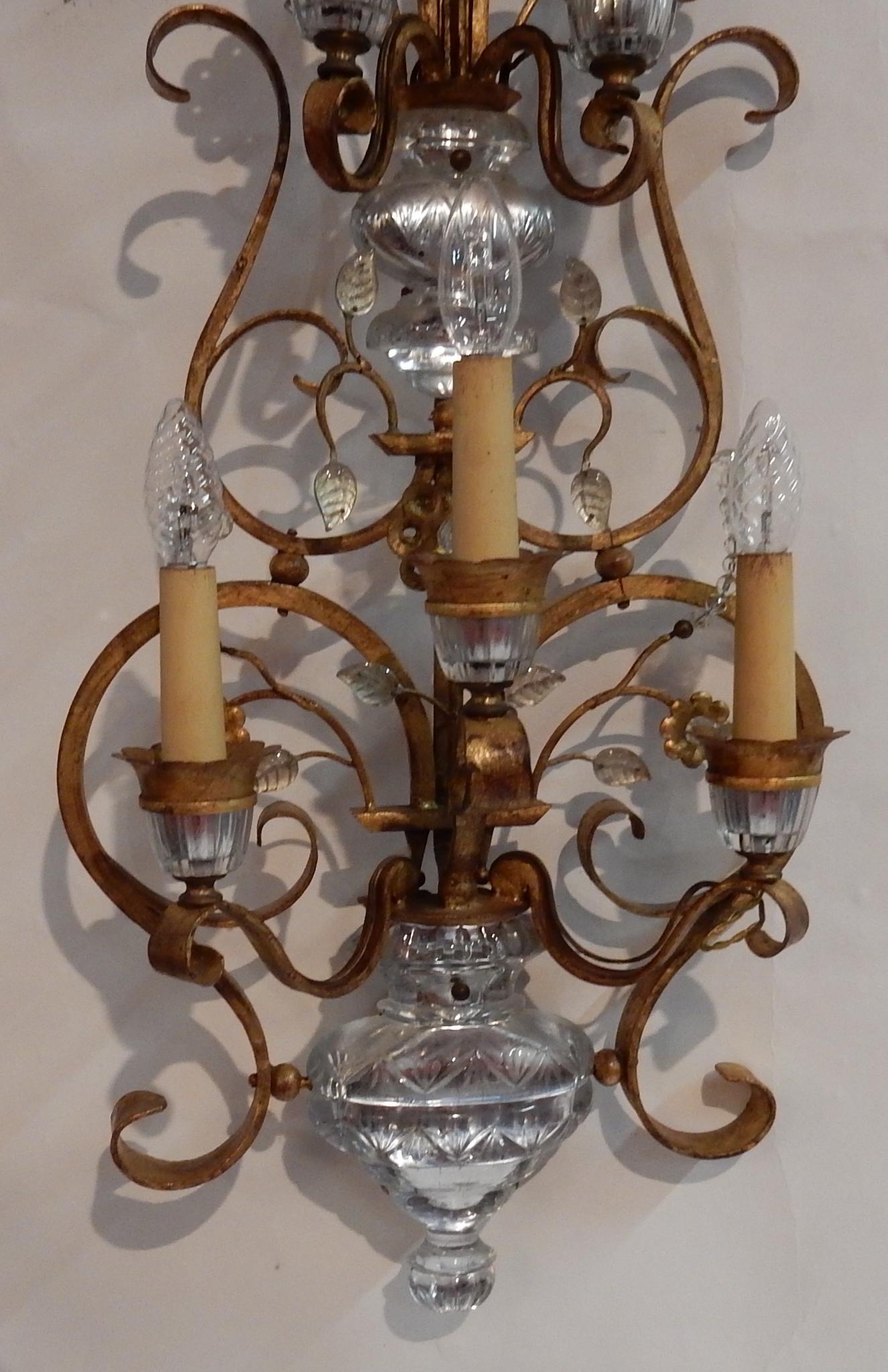 French 1970′ Pair of Wall Lamp in the Style of Maison Bagués or Banci