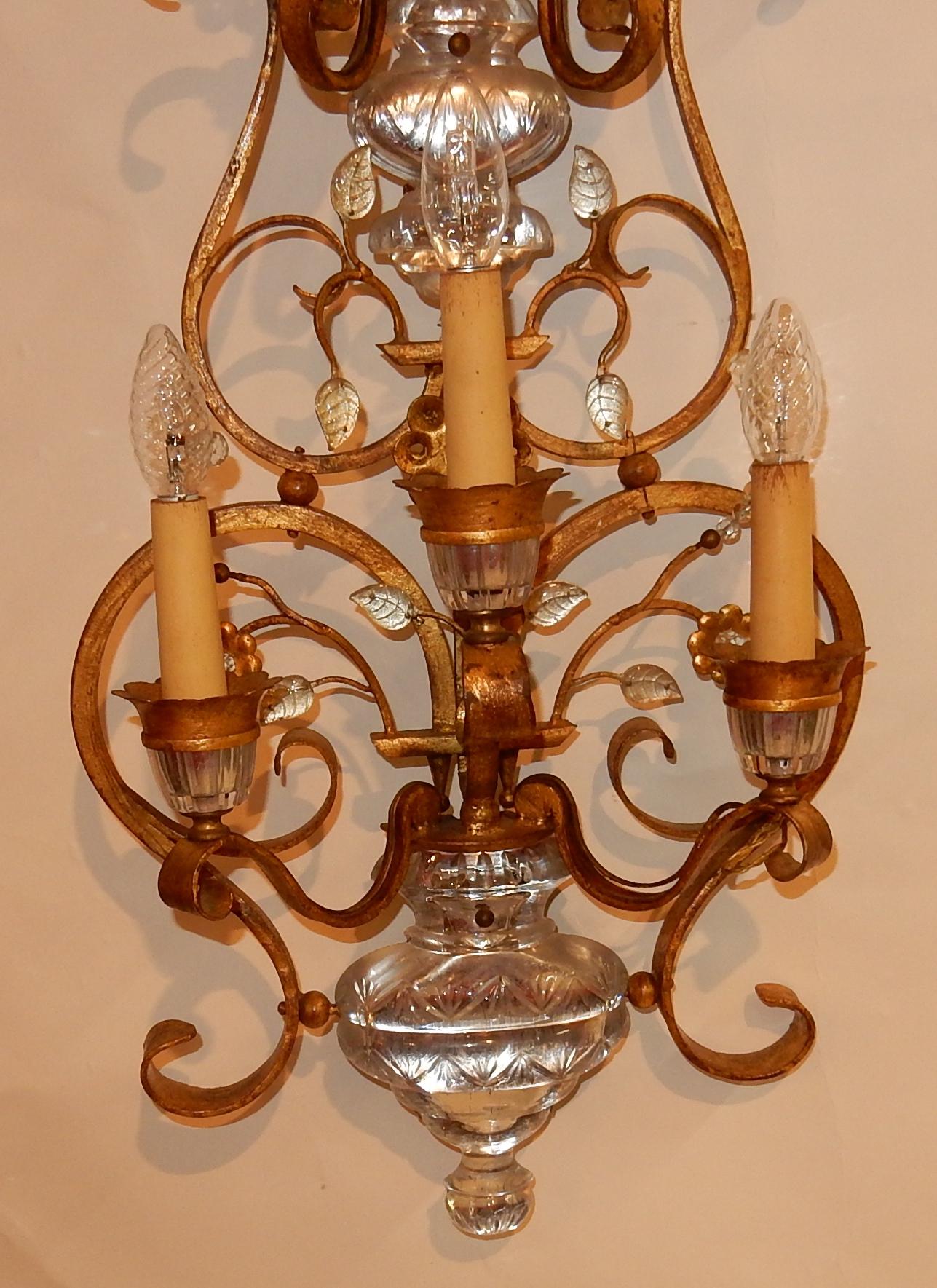 1970′ Pair of Wall Lamp in the Style of Maison Bagués or Banci 1